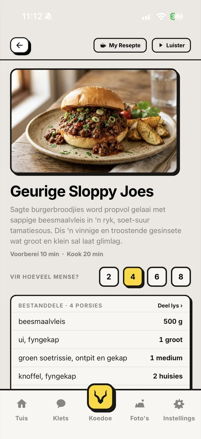 Koedoe se resep van die dag