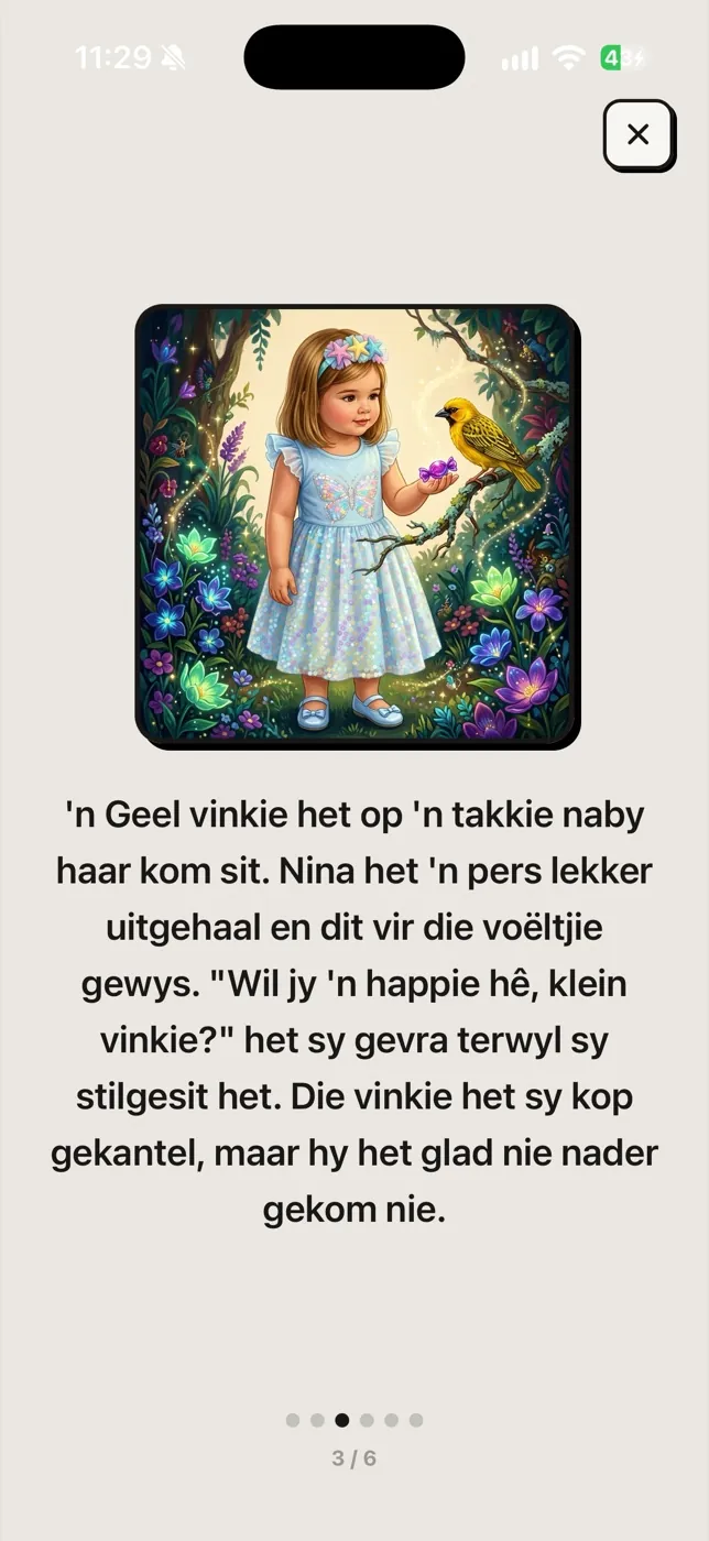 Storieboek, bladsy 3: Nina en die geel vinkie